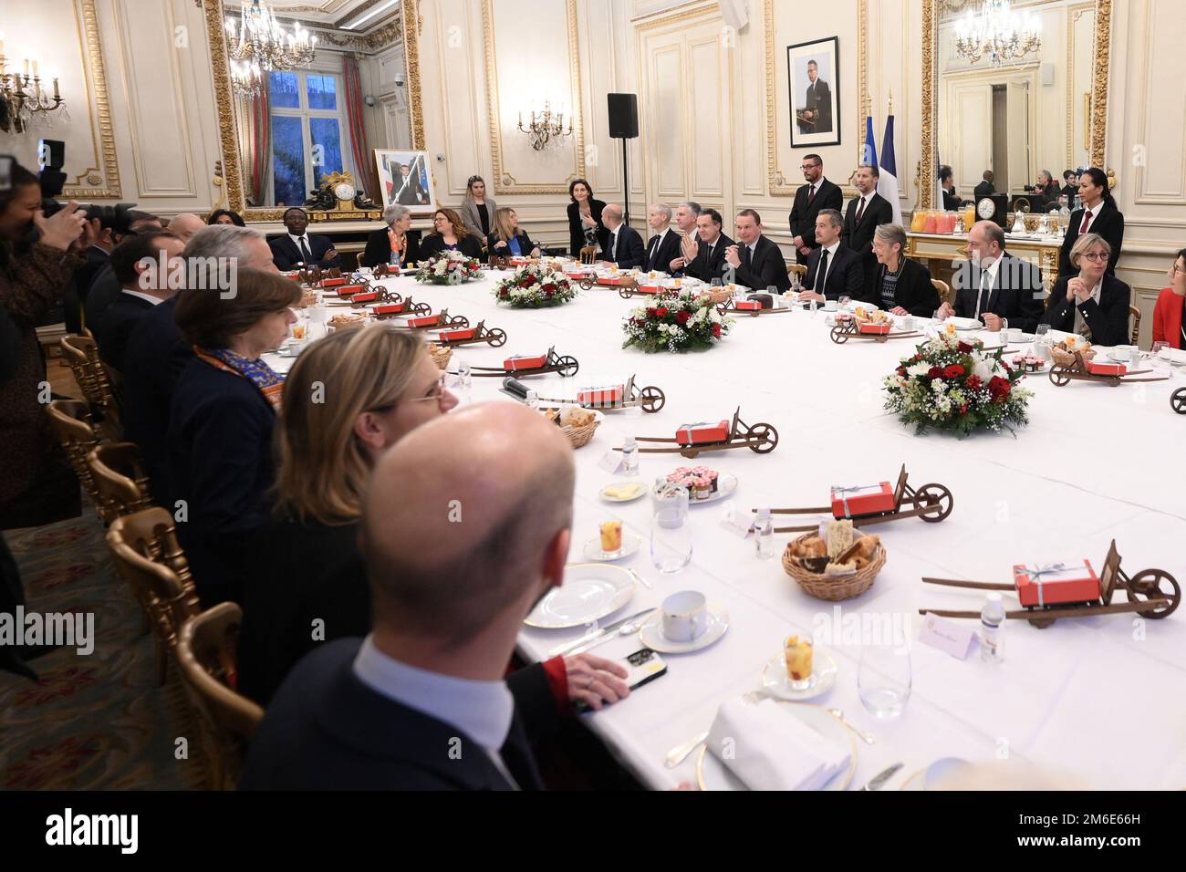 French Labour Minister Olivier Dussopt, French Interior Minister Gerald ...