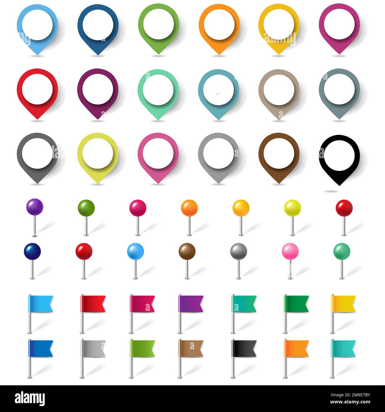 Colorful Location Pin Set Isolated White Background Stock Photo Alamy