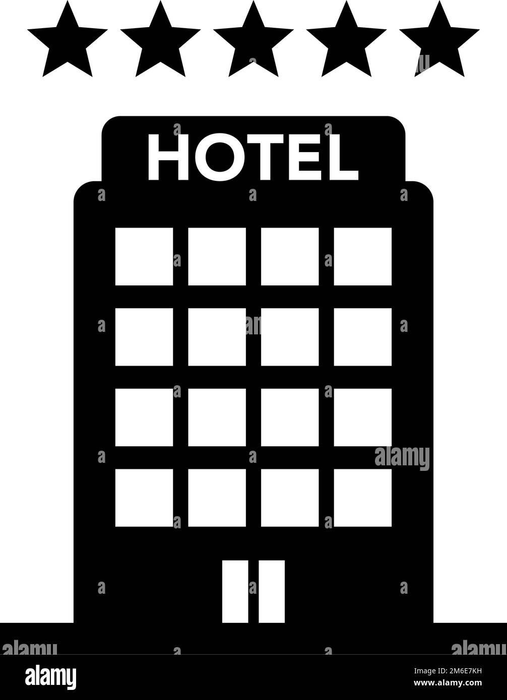 Five star hotel silhouette icon. Editable vector. Stock Vector
