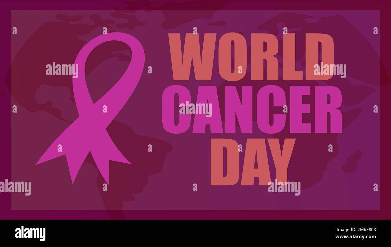 banner design for world cancer day that is on 4th of February every year to raise awareness of cancer and to encourage its prevention, detection, and Stock Photo