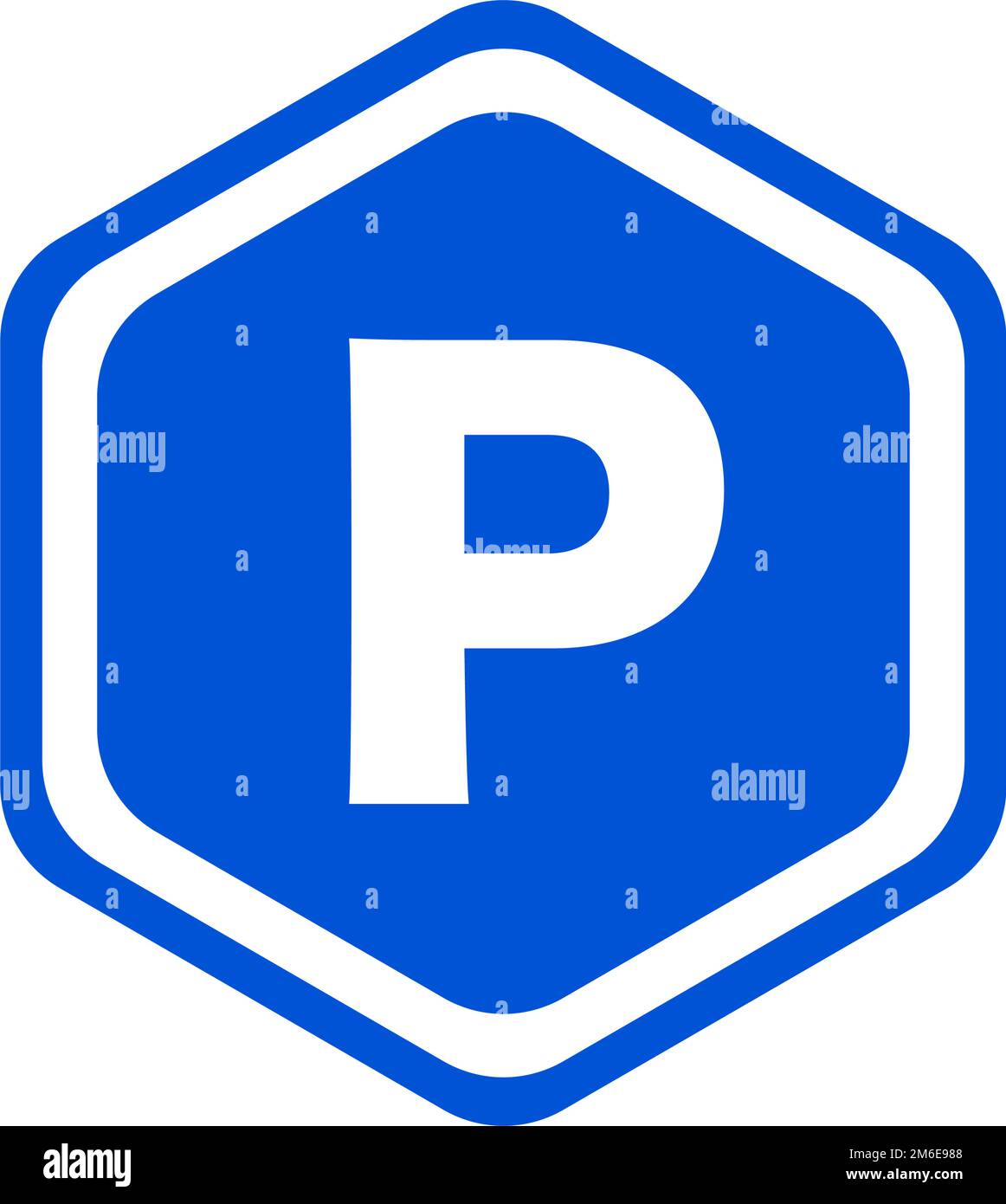 Hexagonal parking sign. Parking sign for parking lot, bicycle parking, and motorcycle. Editable vector. Stock Vector