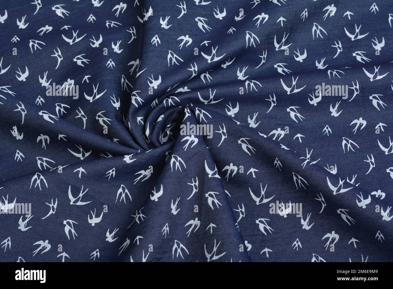 Blue fabric texture, closeup, background Stock Photo