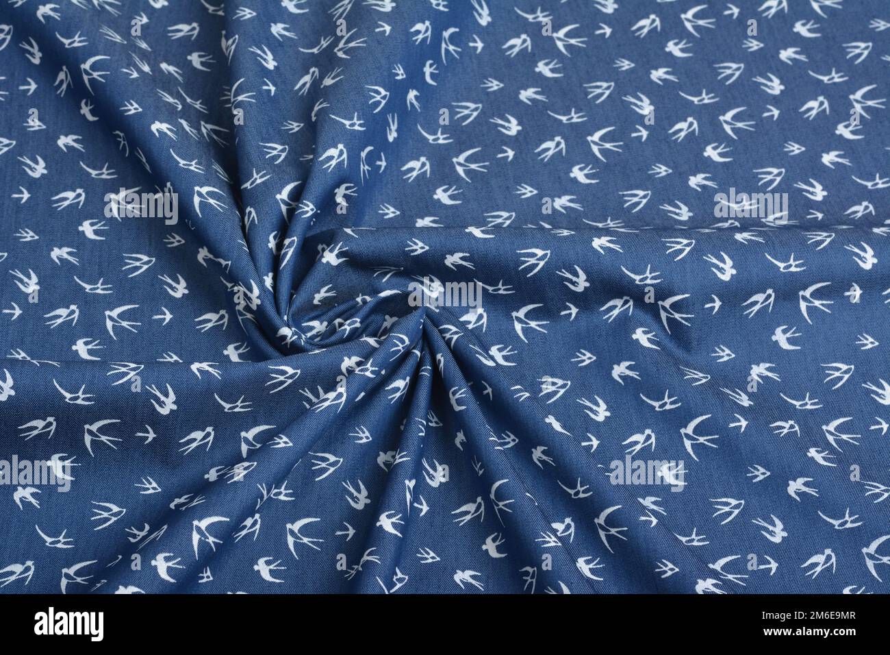 Blue fabric texture, closeup, background Stock Photo