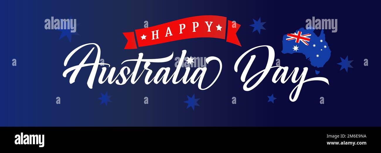 Happy Australia Day horizontal web banner or button. Isolates elements