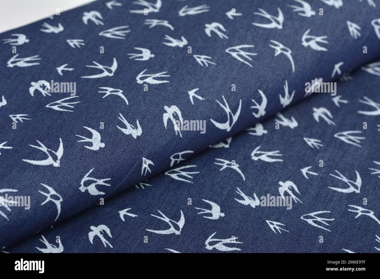 Blue fabric texture, closeup, background Stock Photo
