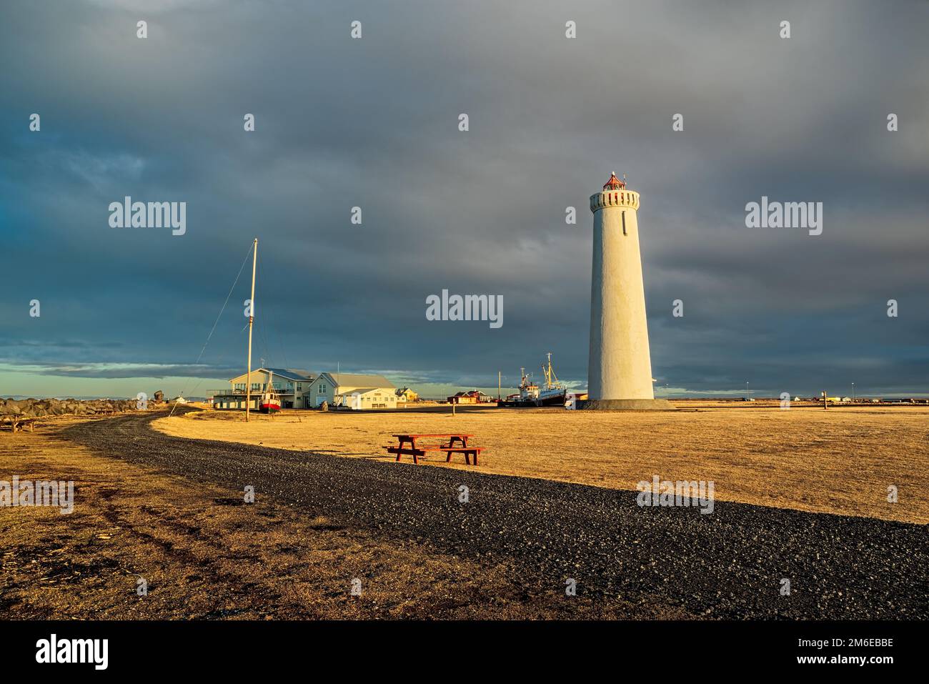 Gardur lighthouse in Iceland Stock Photo