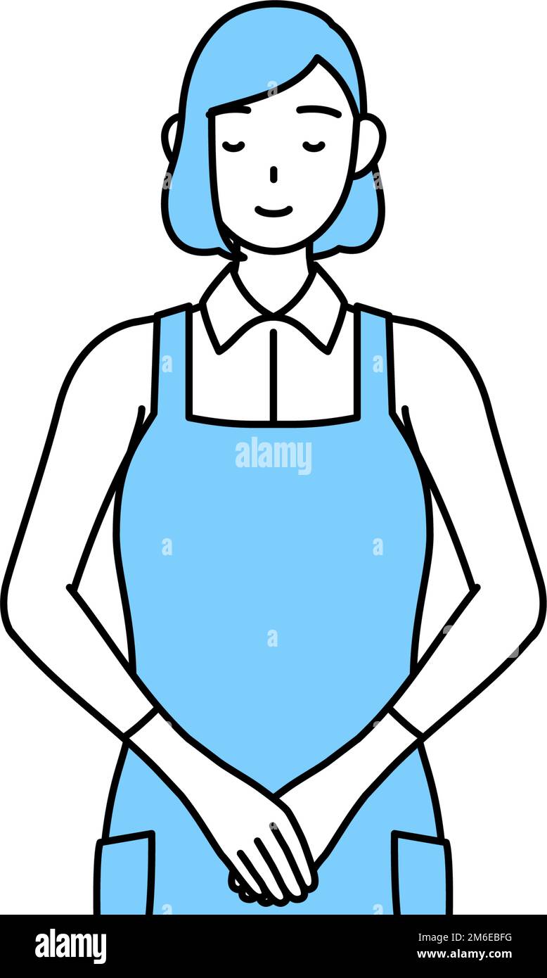 A woman in an apron bowing with folded hands Stock Vector Image & Art ...