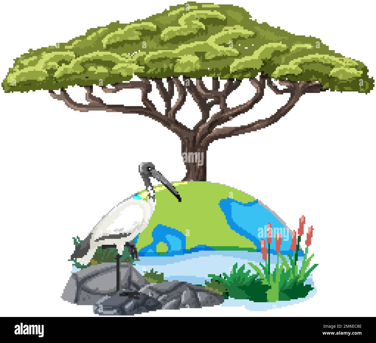 Tree on earth globe on white background illustration Stock Vector Image ...
