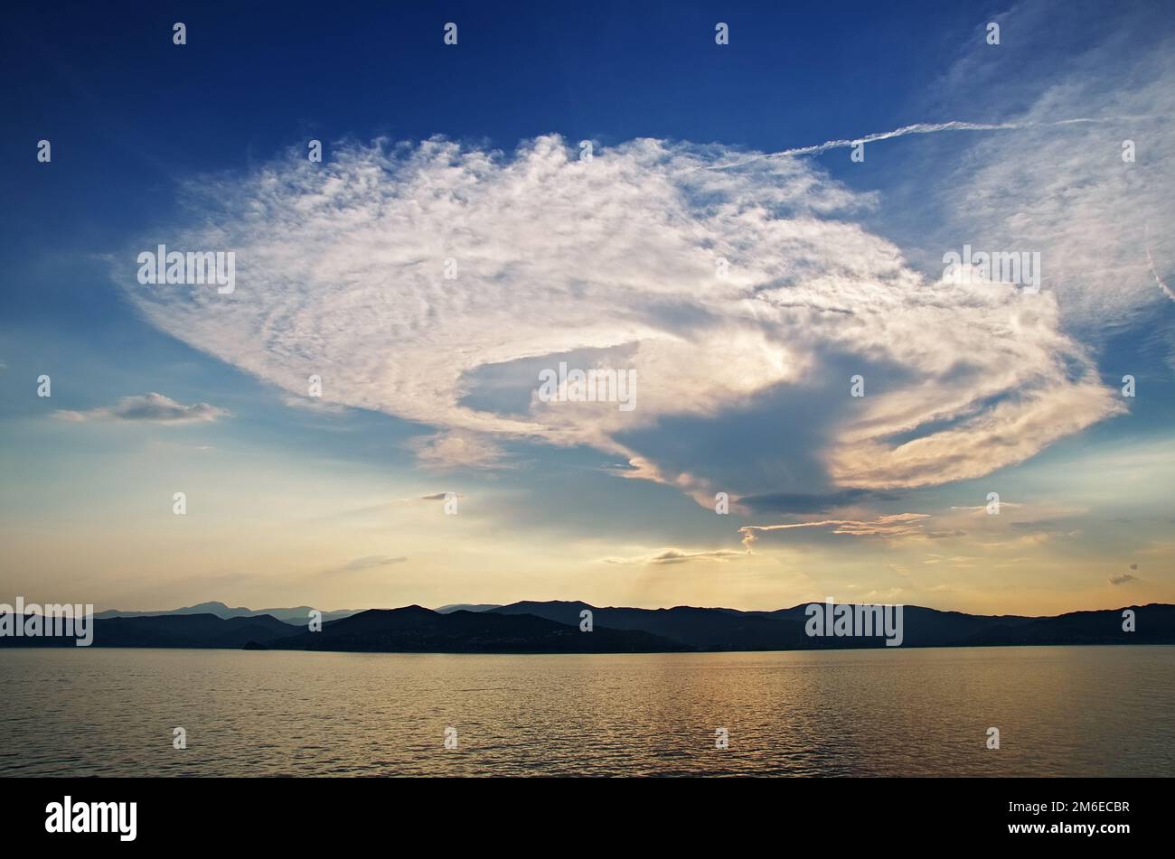 Cumulonimbus cloud off the Ligurian coast Stock Photo