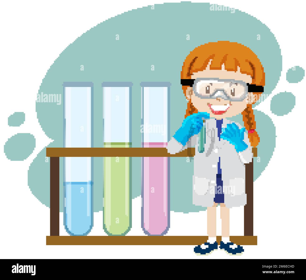 Scientist girl doing chemical experiment illustration Stock Vector ...