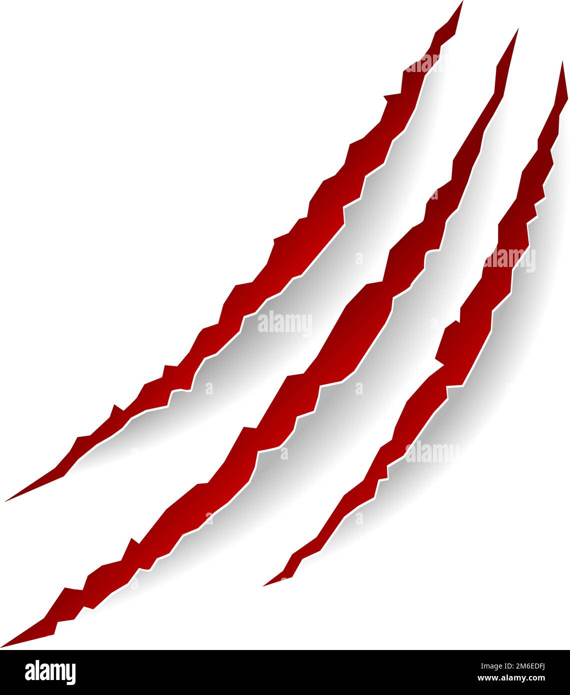Realistic scratches. Red claw marks. Beast cut Stock Vector