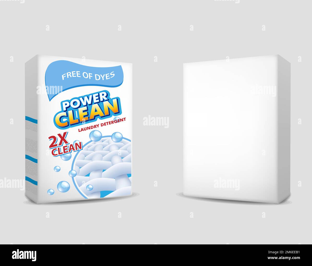 Powder laundry detergent package mockup set, vector illustration Stock