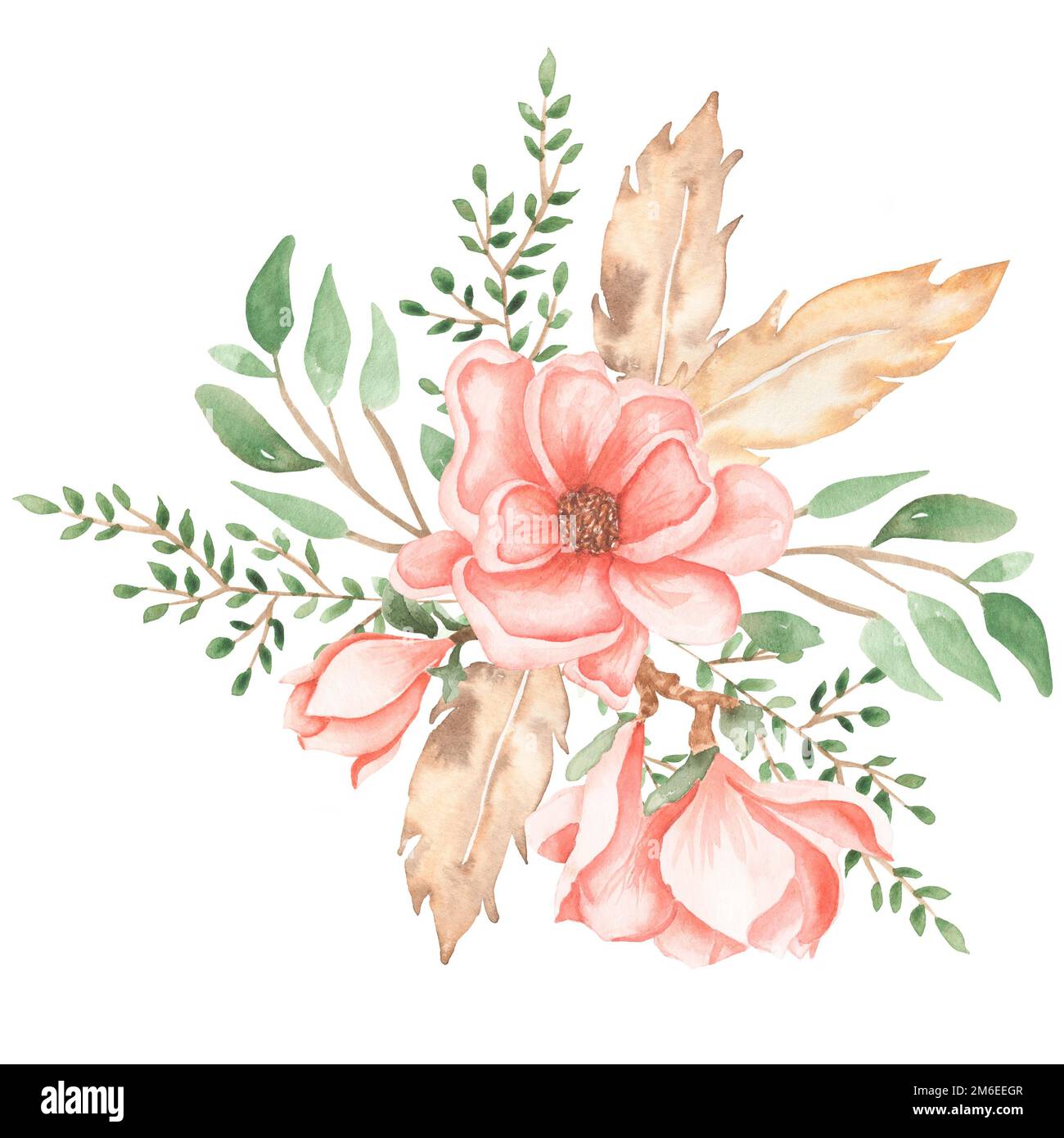 Watercolor florals hand painted bouquets lush flowers llustration