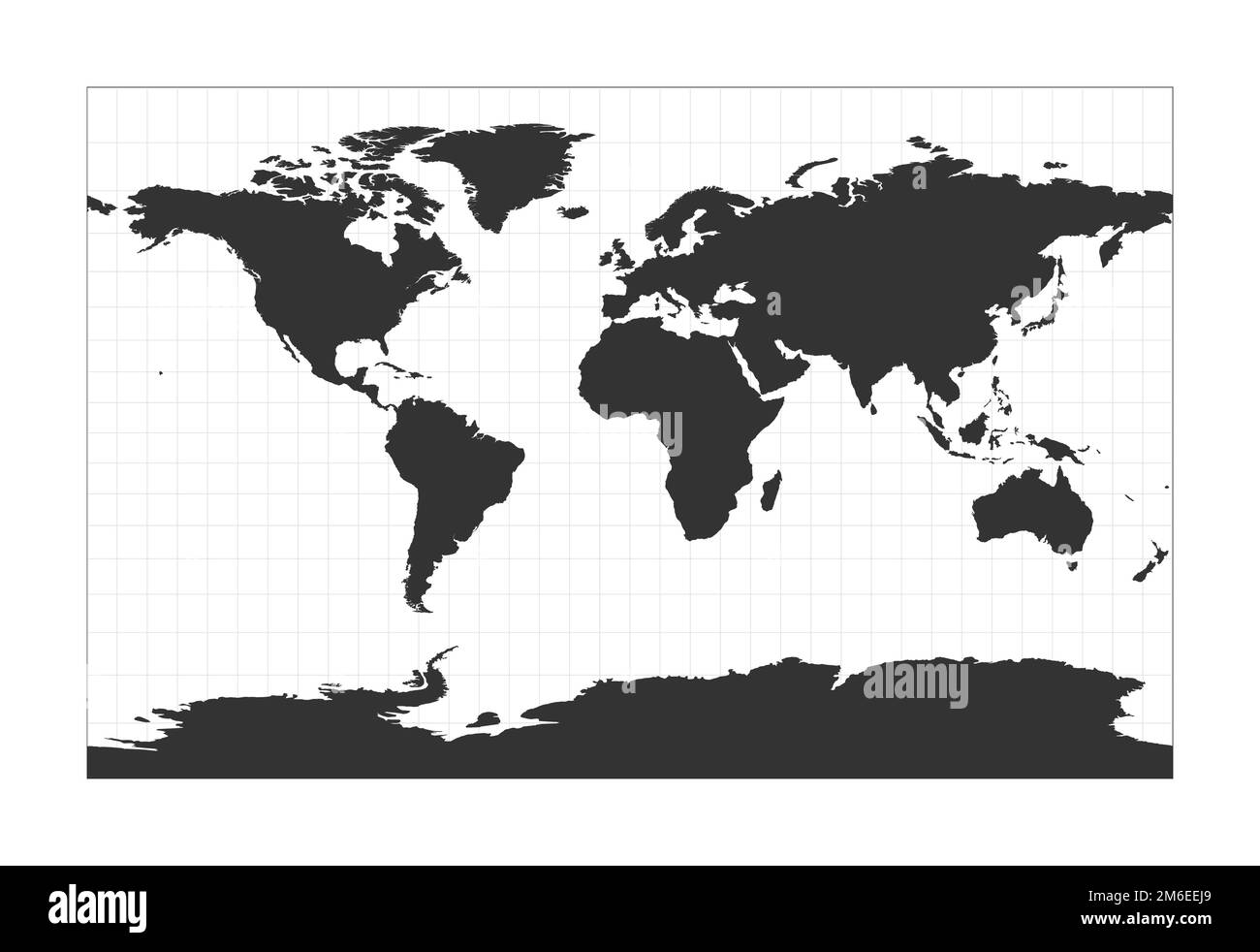 Map Of The World Cylindrical Stereographic Projection Globe With Latitude And Longitude Net