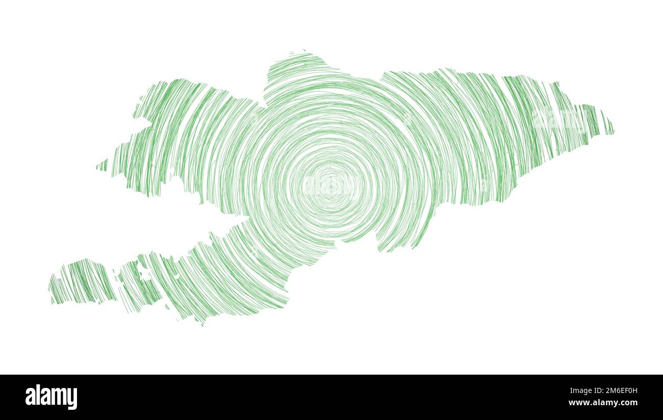 Kyrgyzstan map filled with concentric circles. Sketch style circles in the shape of the country. Vector illustration. Stock Vector