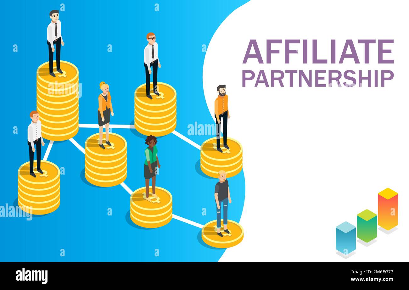 Affiliate partnership concept vector flat isometric illustration Stock ...