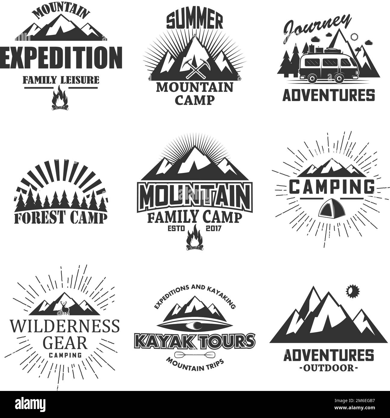 Outside Label Design Vector set of vintage outdoor label, emblem, badge and logo set Stock ...