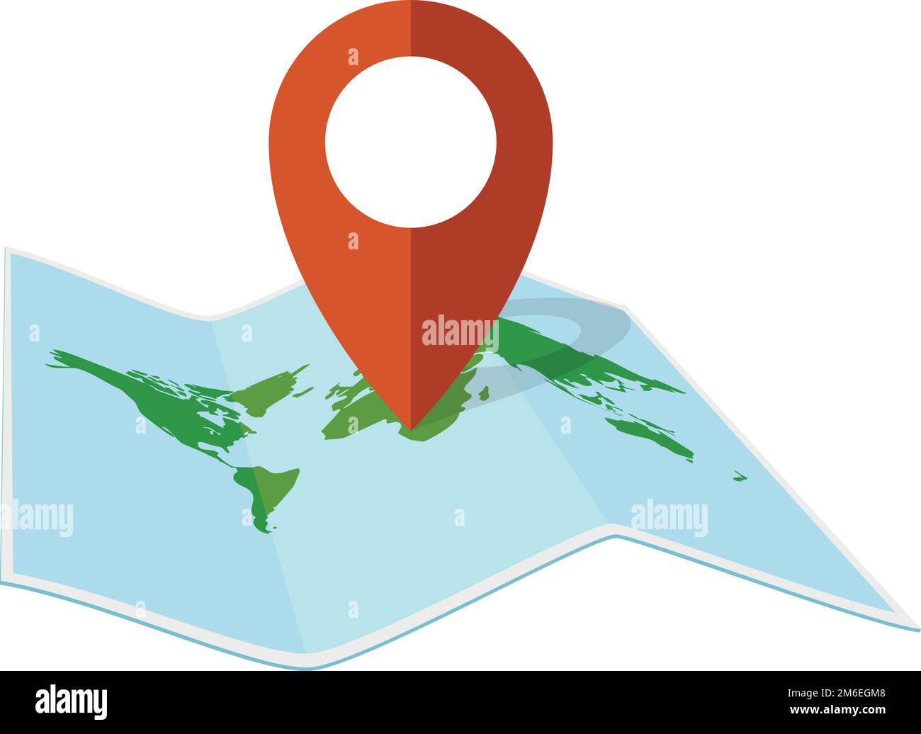 Geo pin on paper world map. Location icon Stock Vector