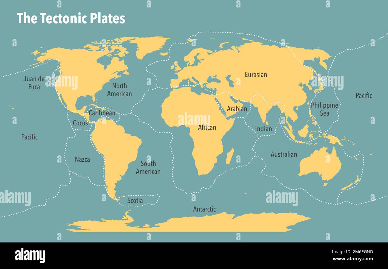 Tectonic plate map of the world Stock Photo
