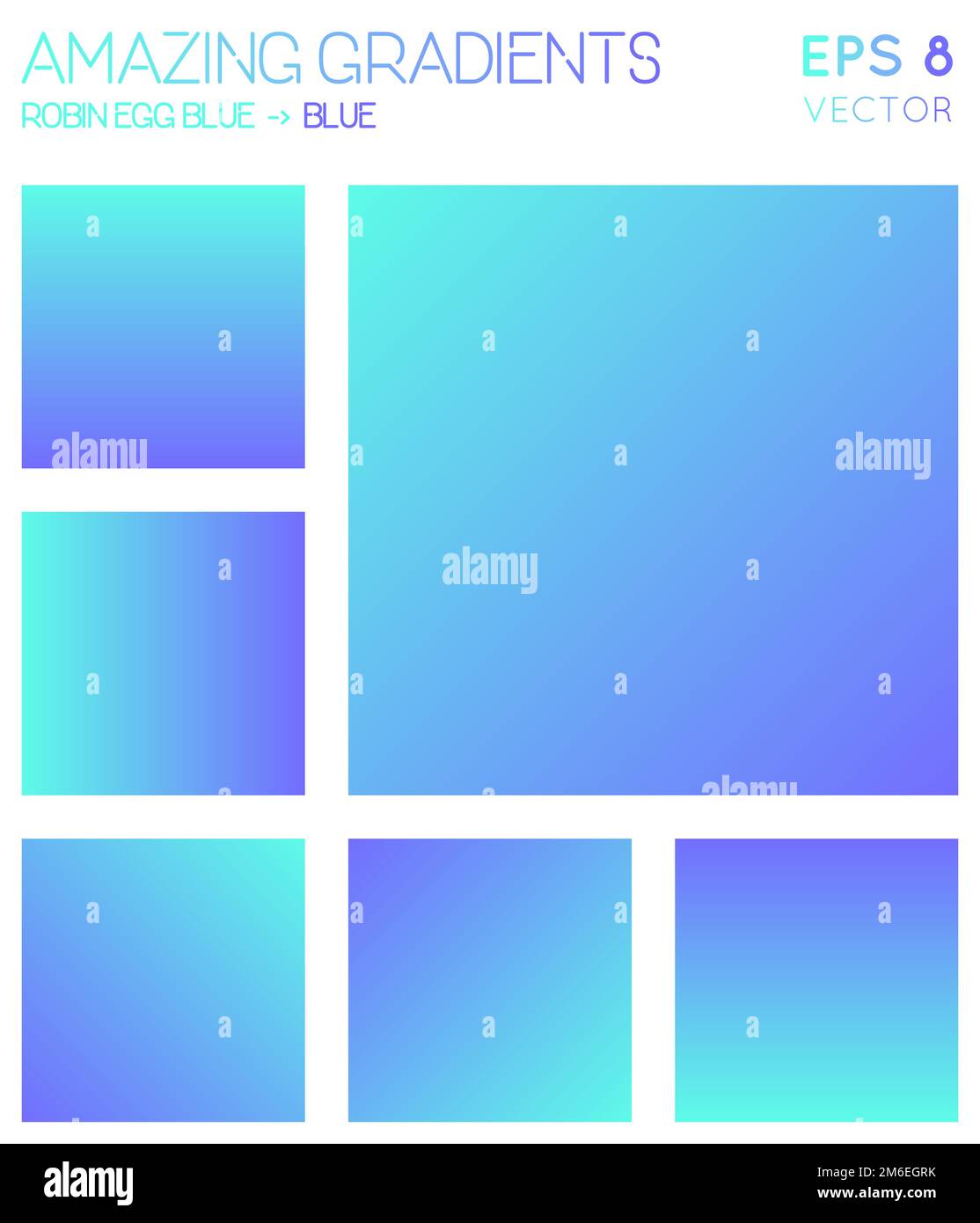 Colorful gradients in robin egg blue, blue color tones. Adorable