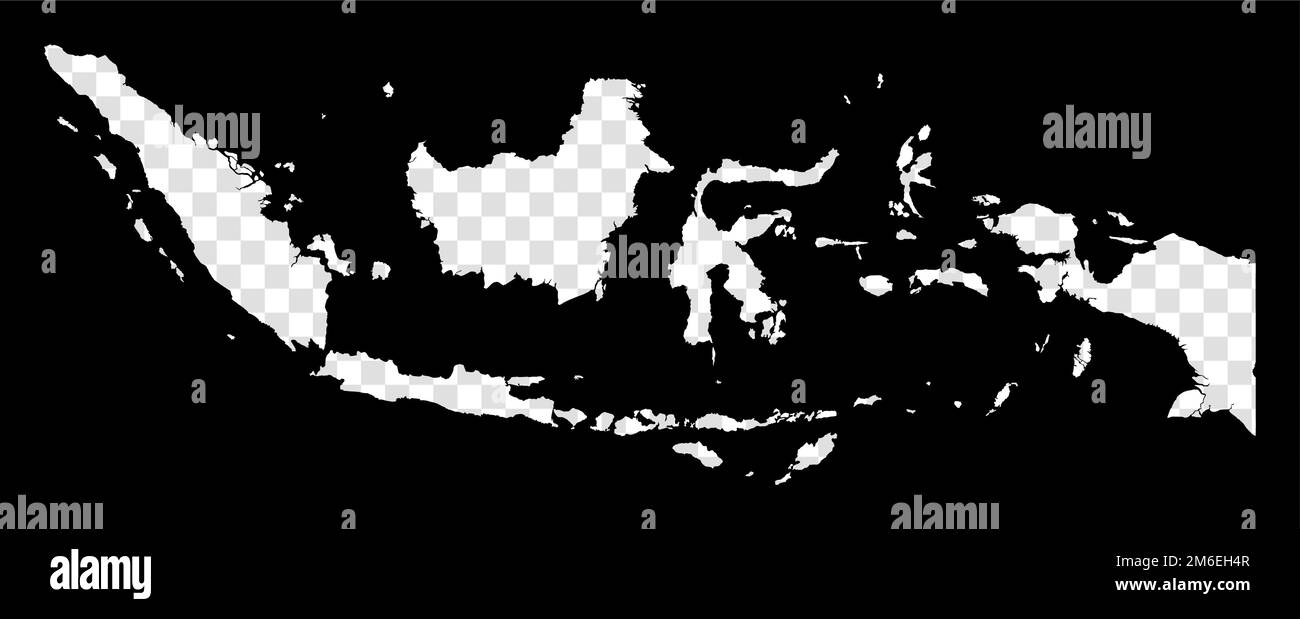 Stencil map of Indonesia. Simple and minimal transparent map of Indonesia. Black rectangle with cut shape of the country. Cool vector illustration. Stock Vector