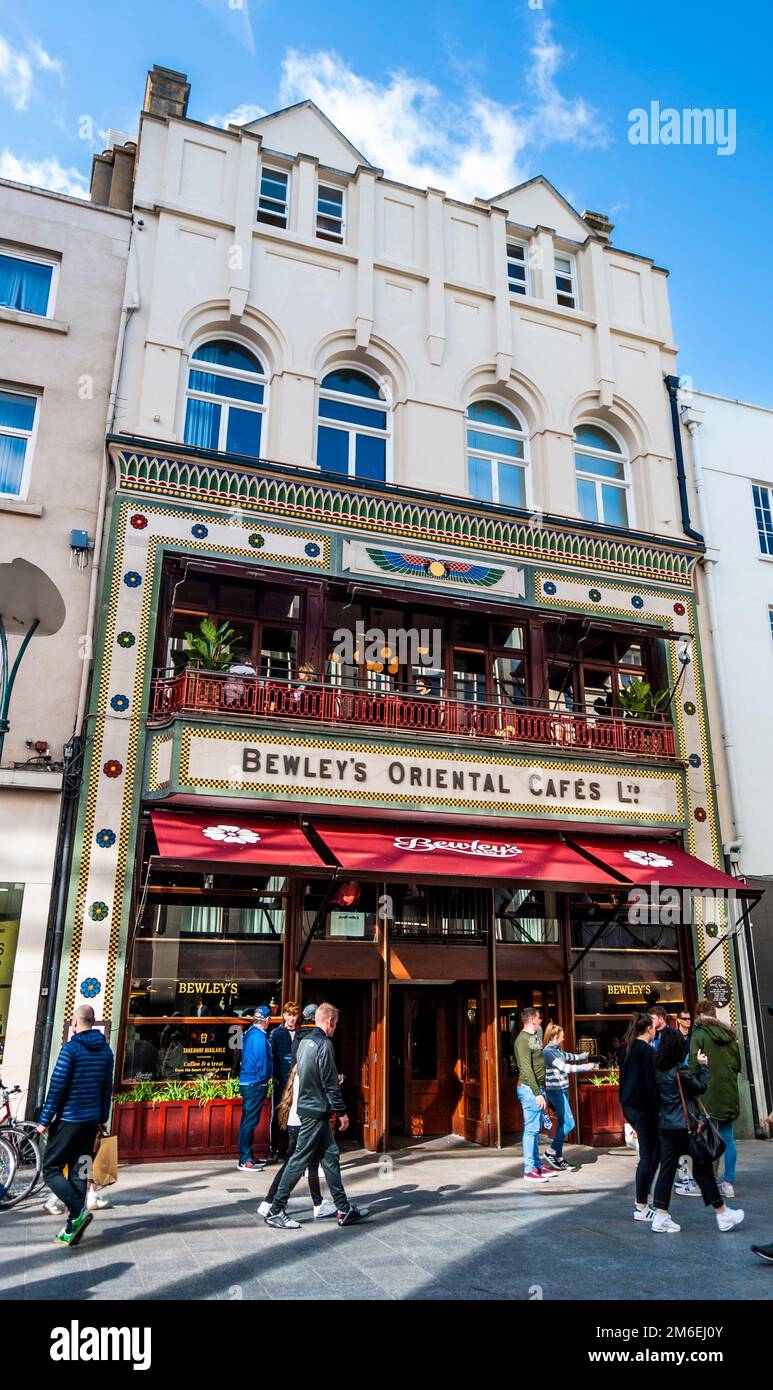 Rich and colorful façade of Bewley's Oriental Cafè in Grafton Street, historical cafe founded in 1840, in Dublin city center, Ireland Stock Photo