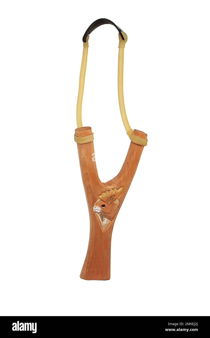 colorful wooden slingshot isolated on white background Stock Photo