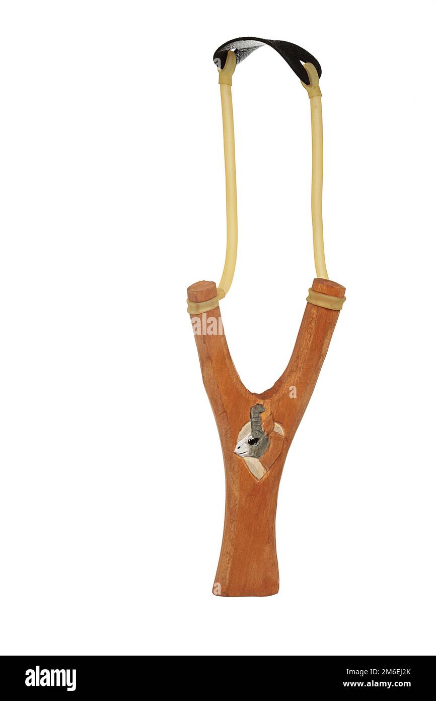 colorful wooden slingshot isolated on white background Stock Photo