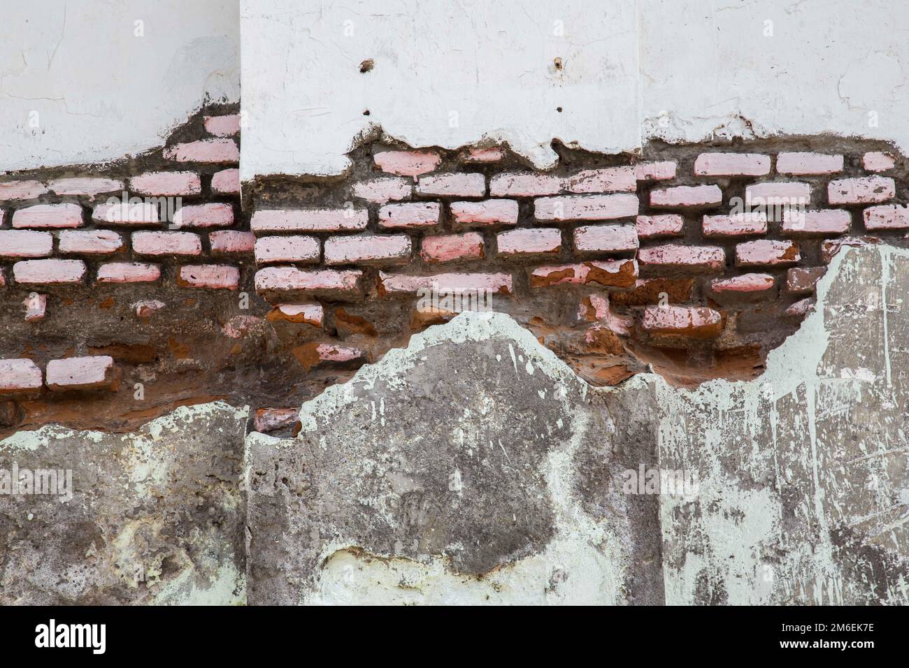 Authentic old brick wall with different surfaces Stock Photo
