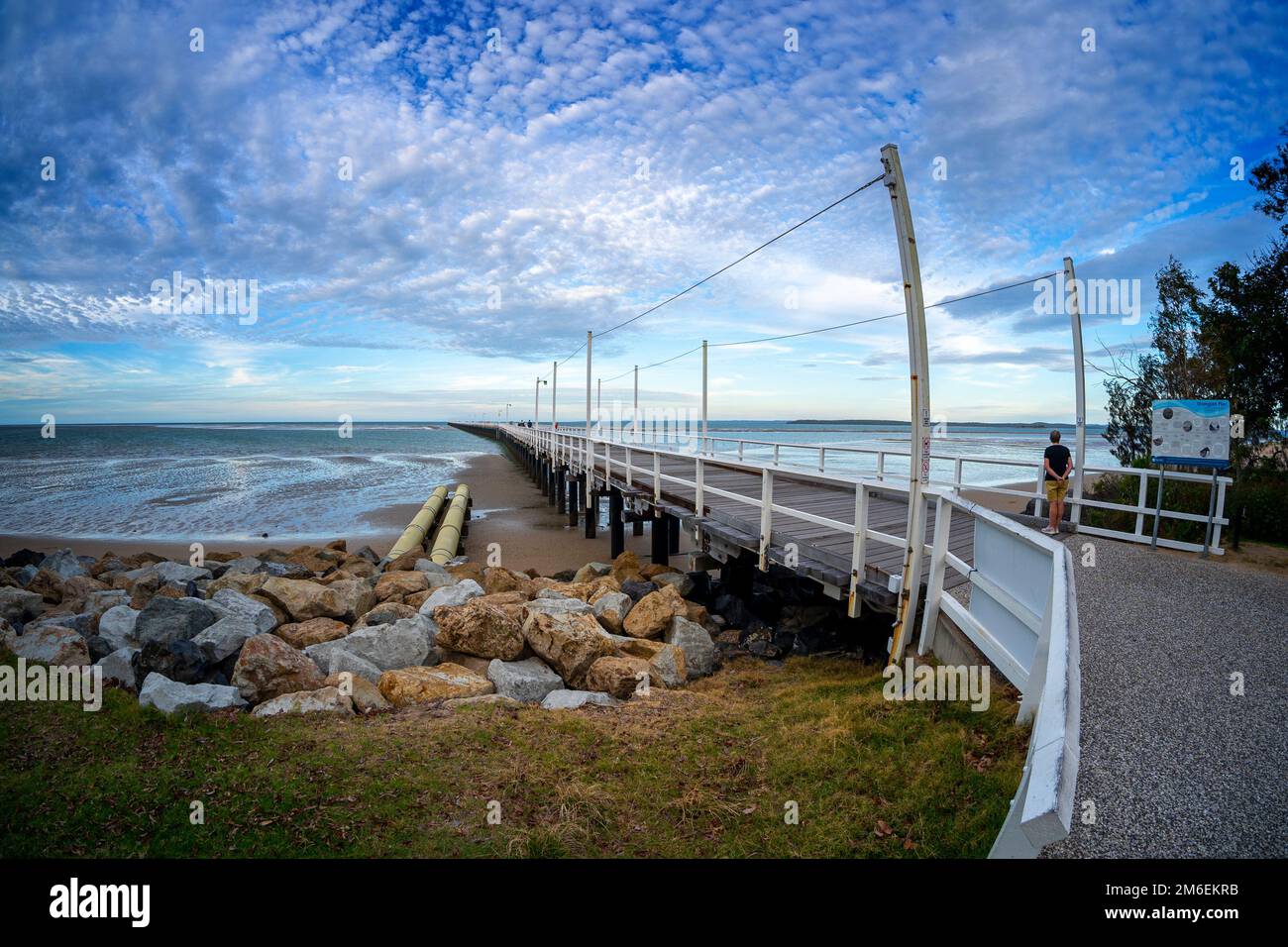Entrance to historic Urangan pier,at dawn, Hervey Bay, Queensland