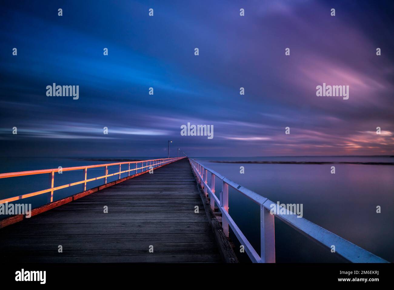 Historic Urangan pier,at dawn, Hervey Bay, Queensland, Australia Stock Photo