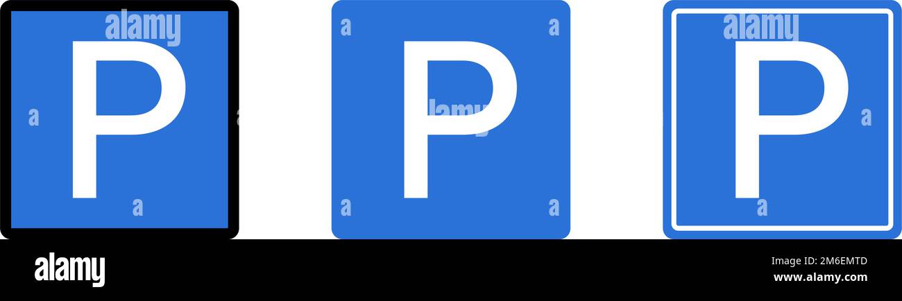 Set of square parking lot sign icons in different styles. Car parking. Editable vector. Stock Vector