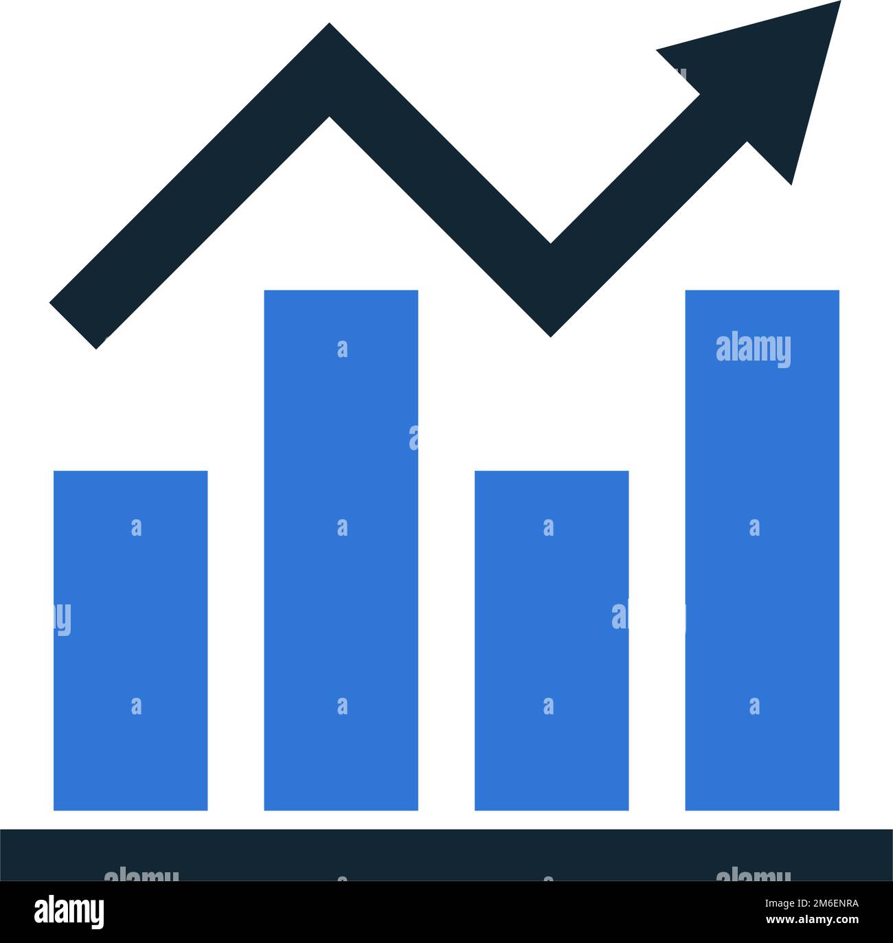 Blue bar graph icon. Growing chart. Editable vector. Stock Vector