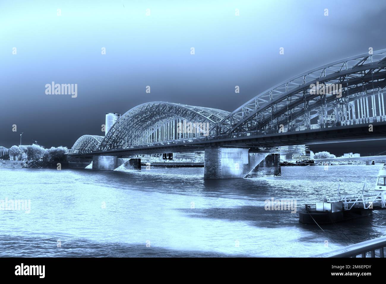 Arch bridge in Cologne over the Rhine Stock Photo