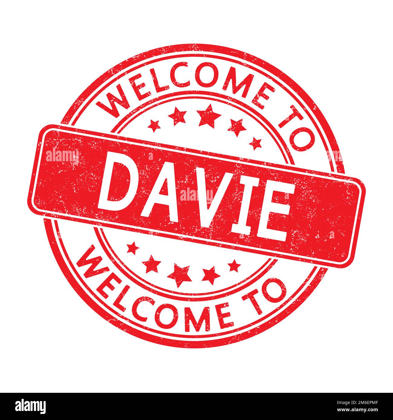 Welcome to DAVIE. Impression of a round stamp with a scuff. Flat style Stock Vector