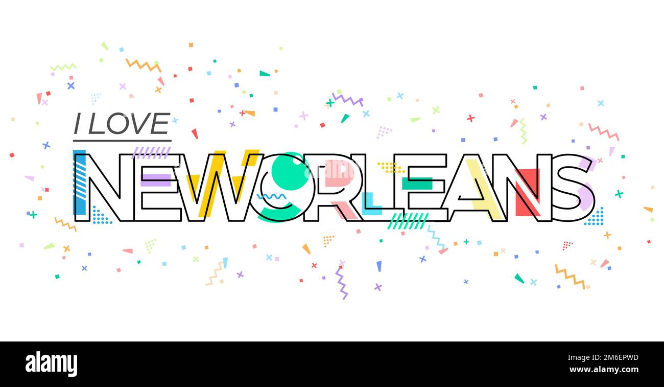 I love New Orleans. Vector lettering for postcards, posters, posters and banners. Flat design Stock Vector