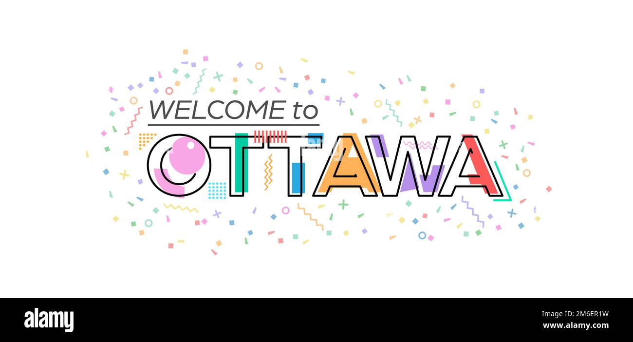 Welcome to Ottawa. Vector lettering for greetings, postcards, posters, posters and banners. Flat design Stock Vector