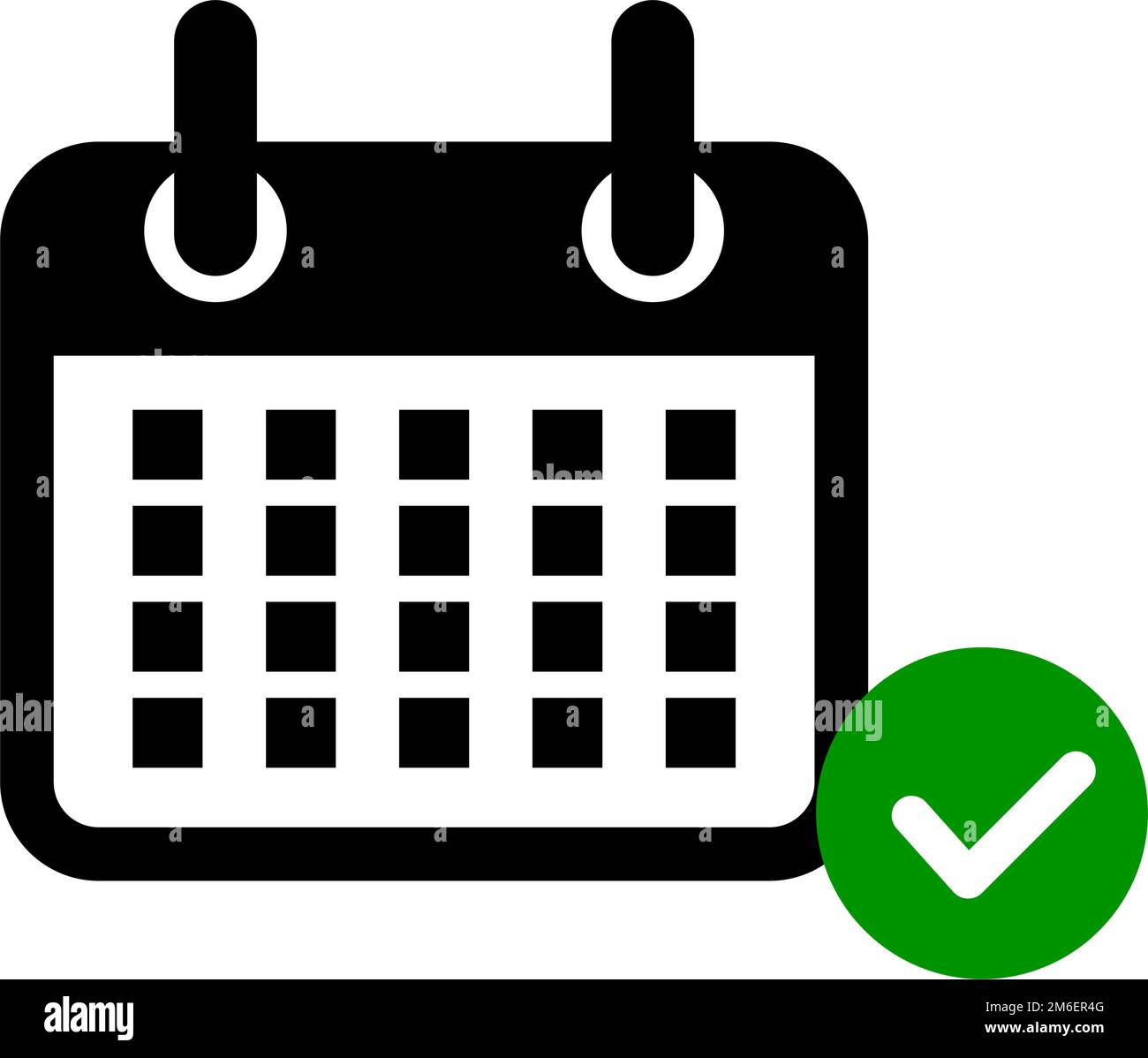 Check mark and calendar. Fixing appointment. Fixing plan and agenda. Editable vector. Stock Vector