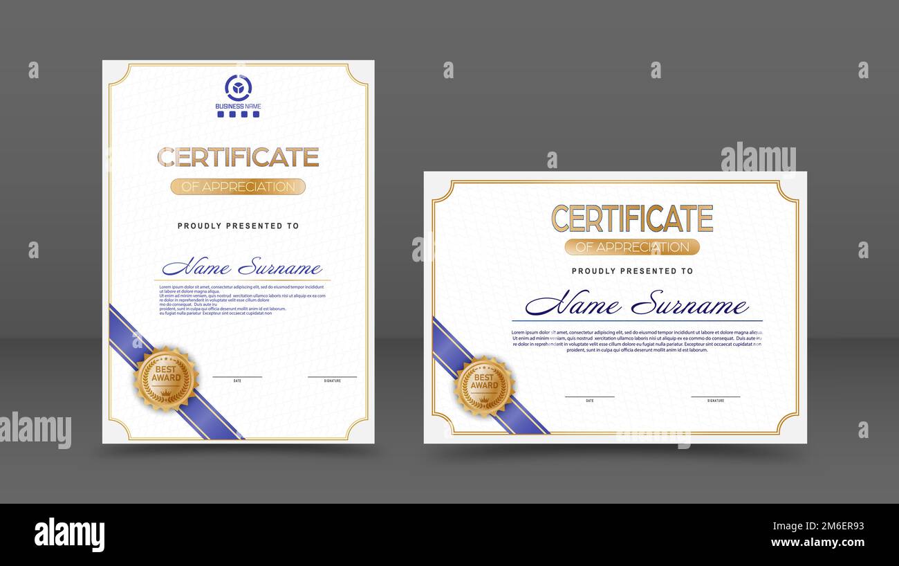 Certificate. The template of the form with the award badge. Modern design to confirm training, education and professional development Stock Vector