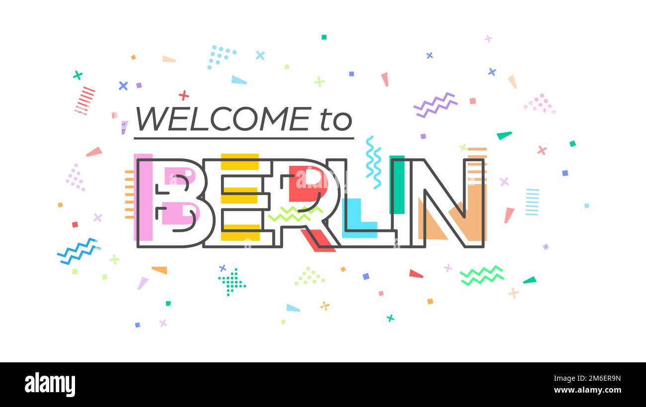 to Berlin. Vector lettering for greetings, postcards, posters