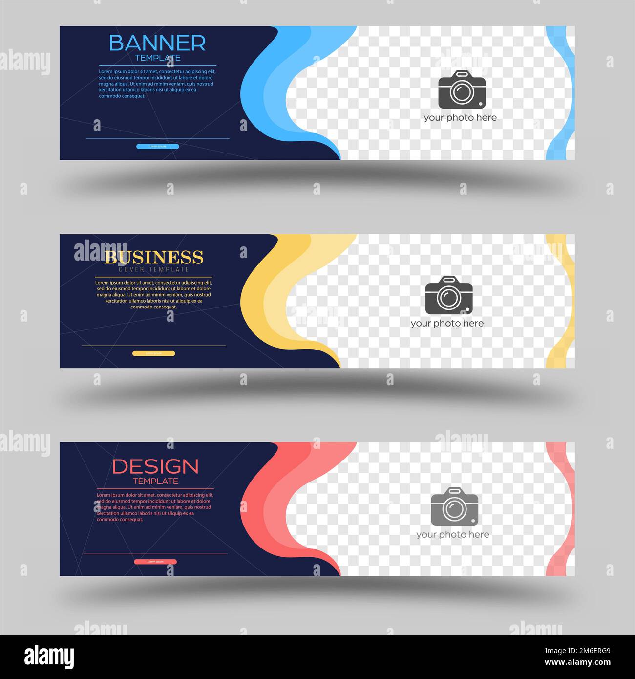 A collection of banners for web design, business, finance and advertising, booklets and brochures. Horizontal layout layout with a changing format and Stock Vector