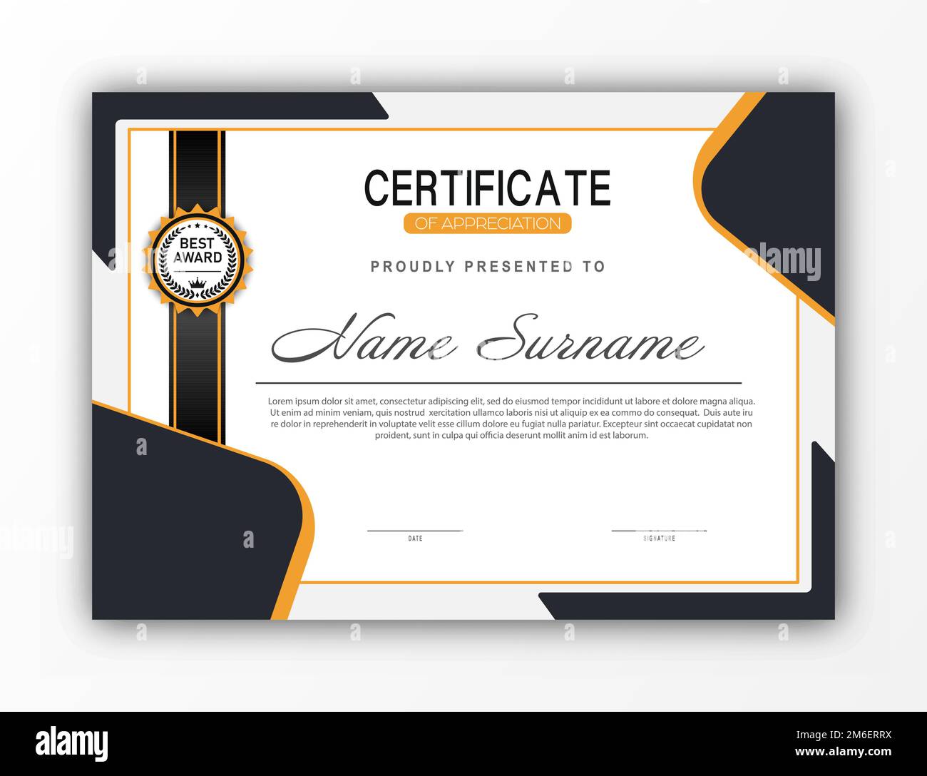 Certificate. The template of the form with the award badge. Modern