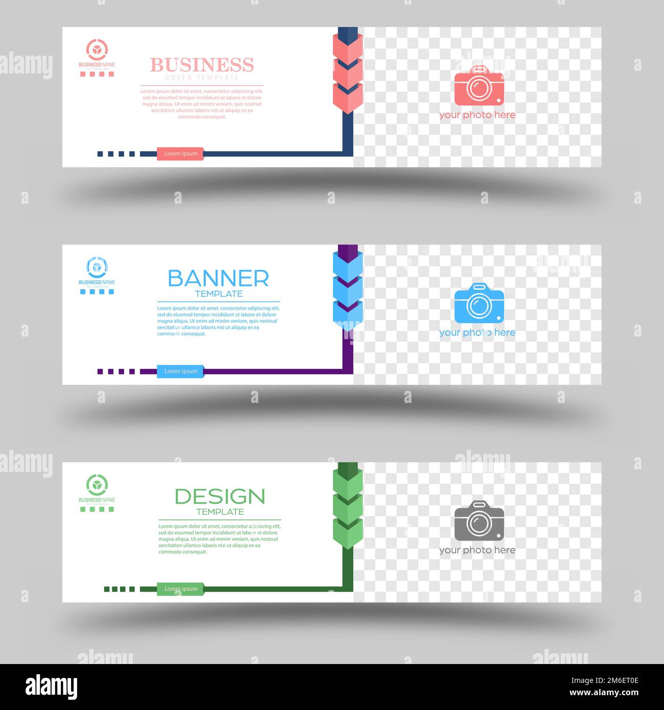 A collection of banners for web design, business, finance and advertising, booklets and brochures. Horizontal layout layout with a changing format and Stock Vector