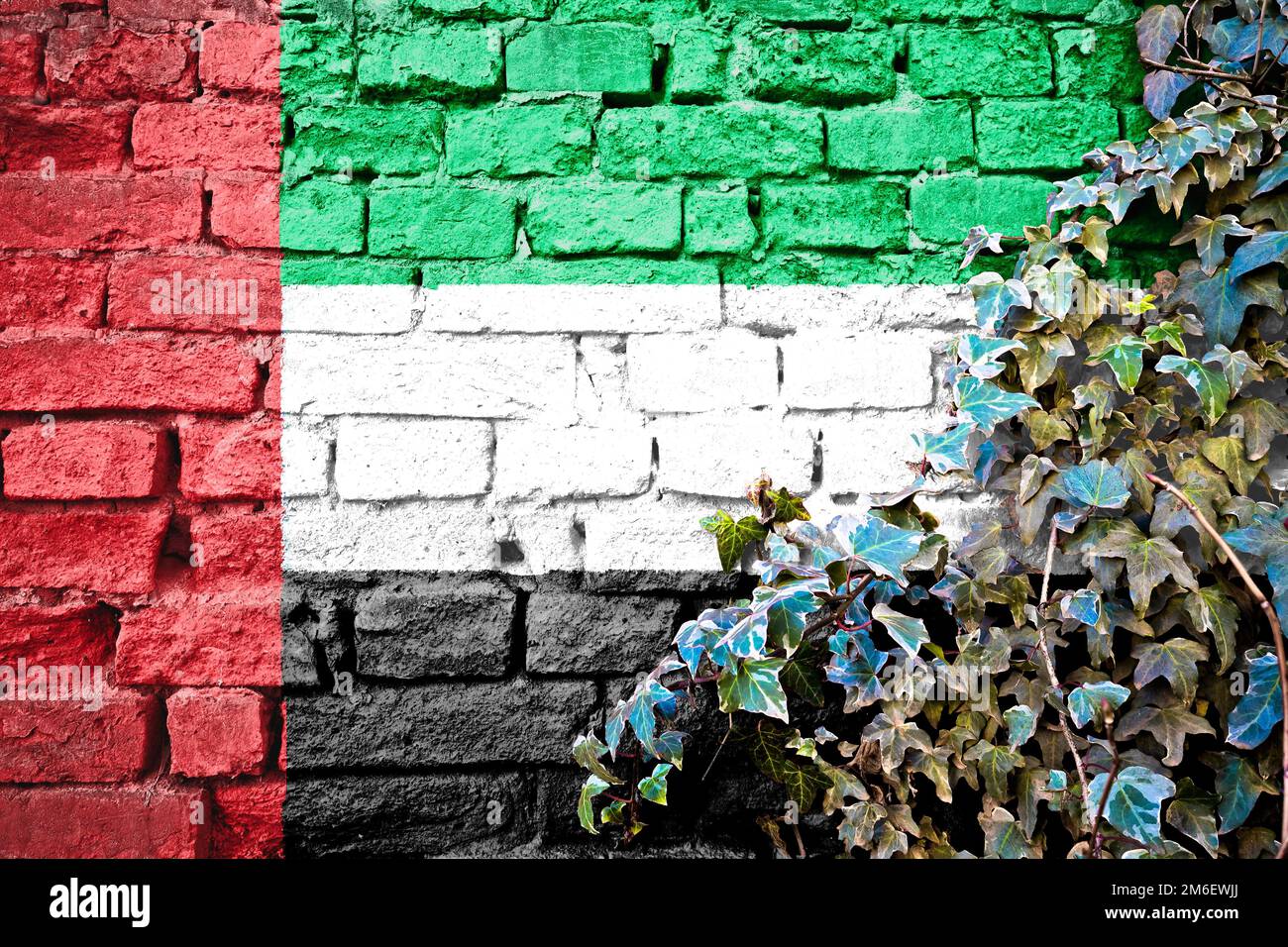 Palestine Flag Painted On Old Brick Wall Stock Photo, Picture and