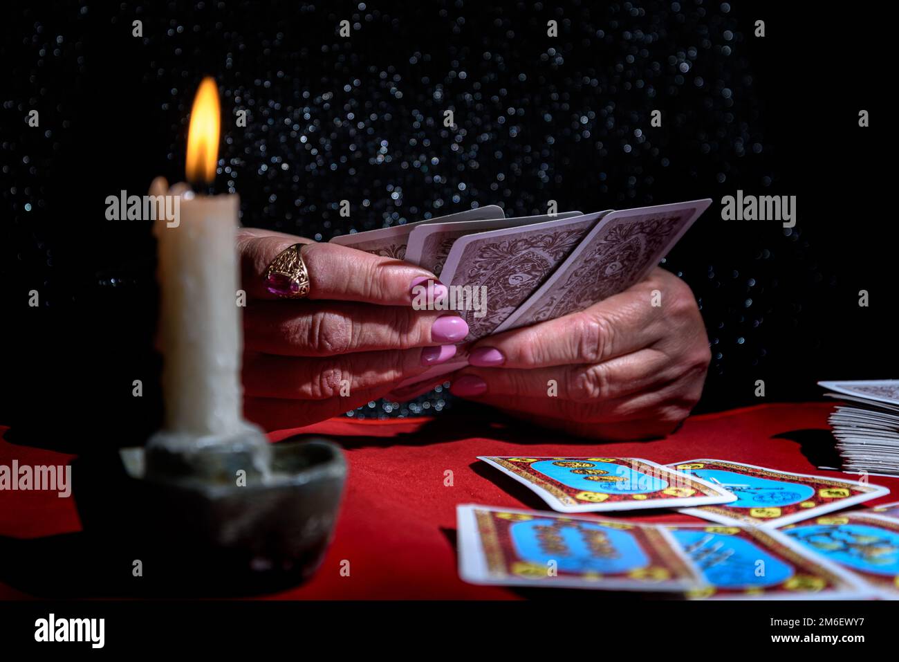 a-woman-reads-tarot-cards-stock-photo-alamy