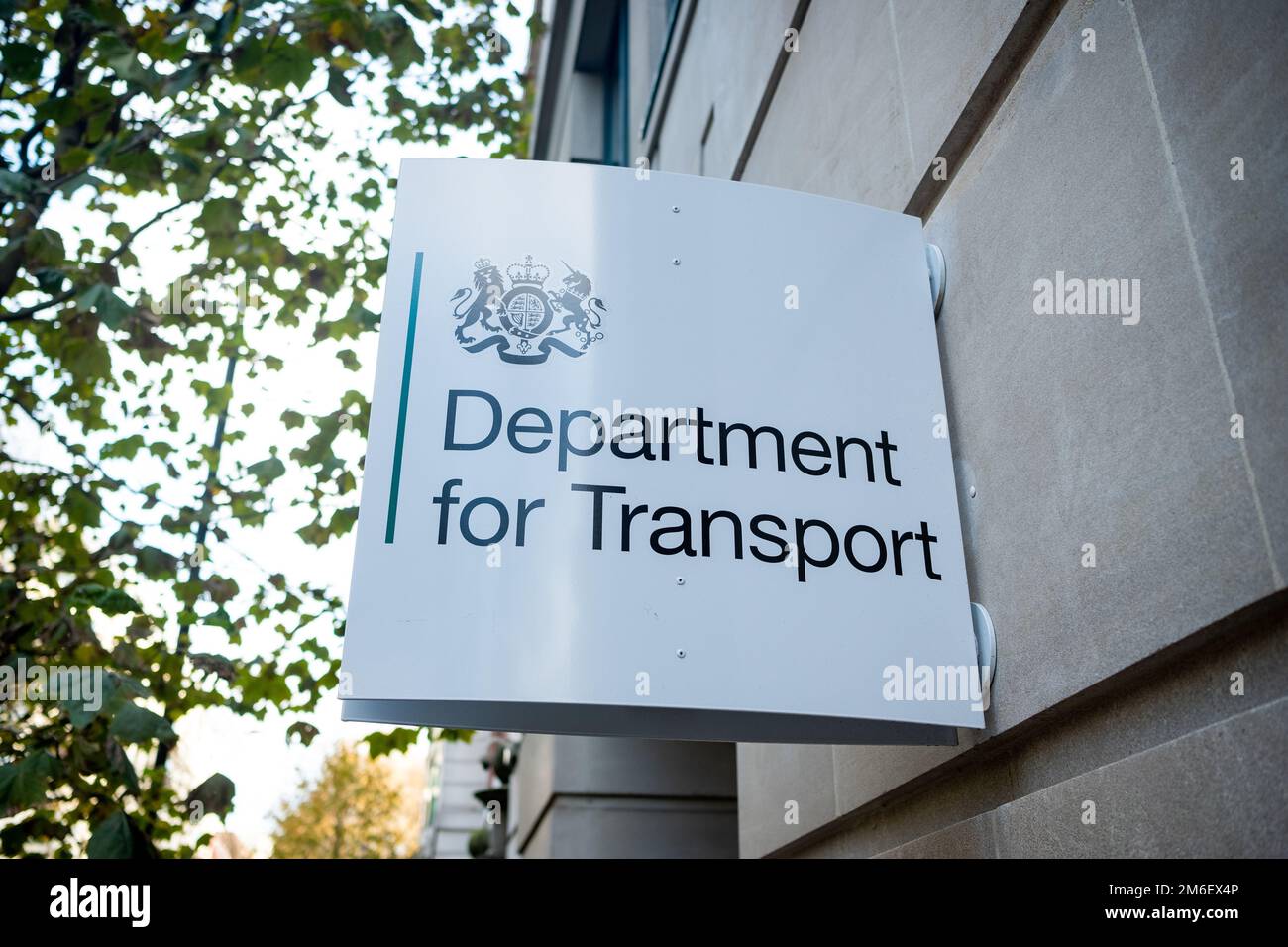 London- November 2022: Department for Transport logo and entrance sign- a UK government department office located on Horseferry Road in Westminster Stock Photo