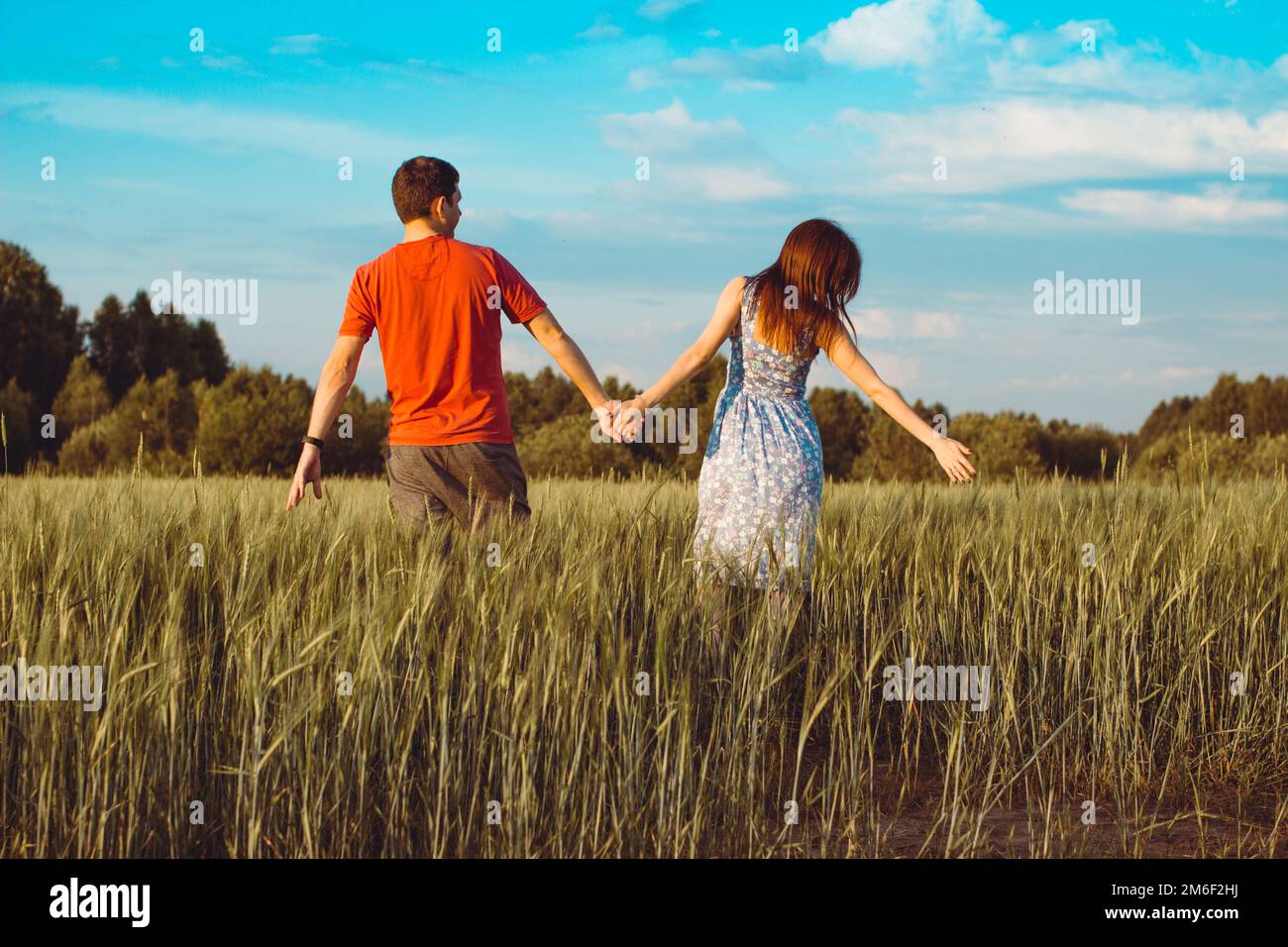 Couple hand in hand, rear view hi-res stock photography and images - Alamy