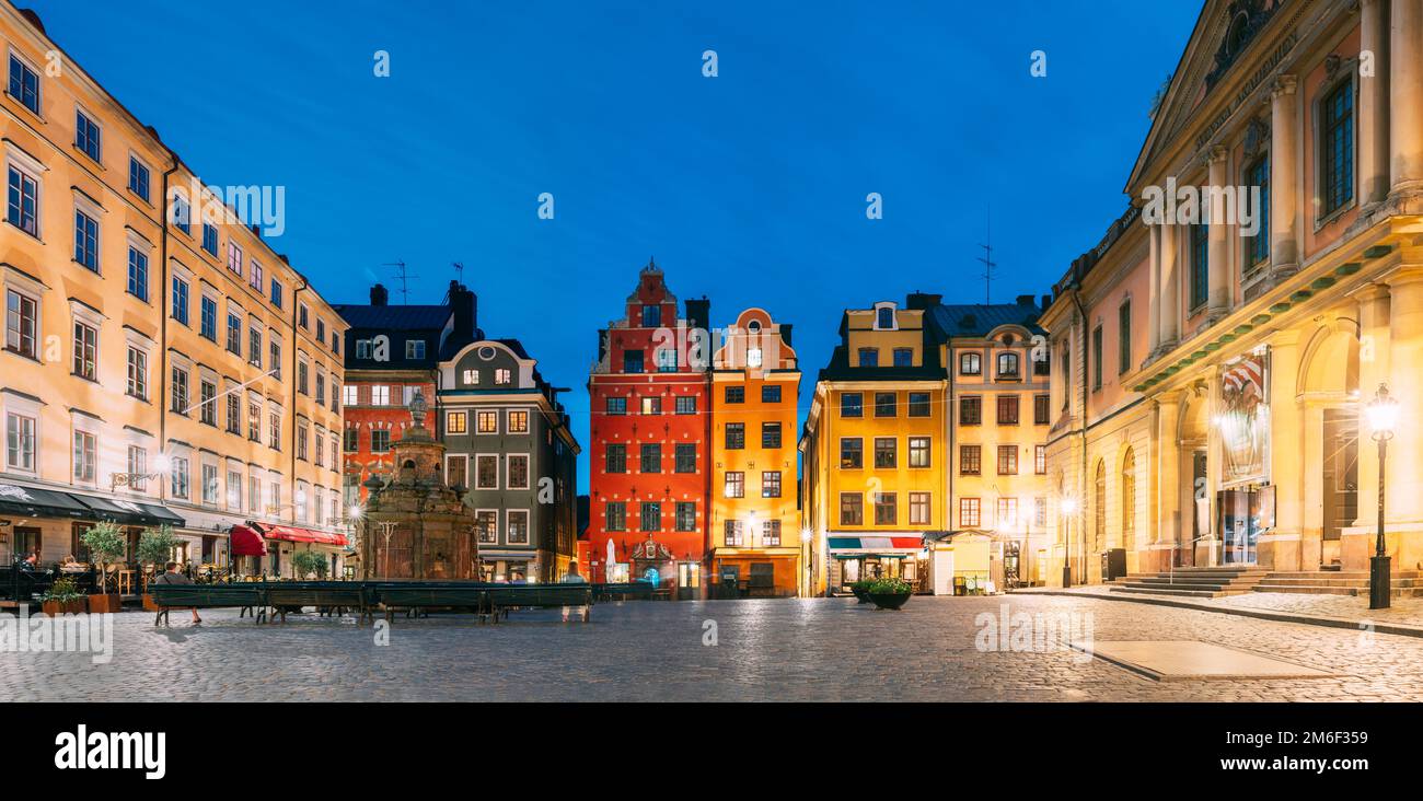 Stockholm, Sweden. Famous Old Colorful Houses, Swedish Academy and ...