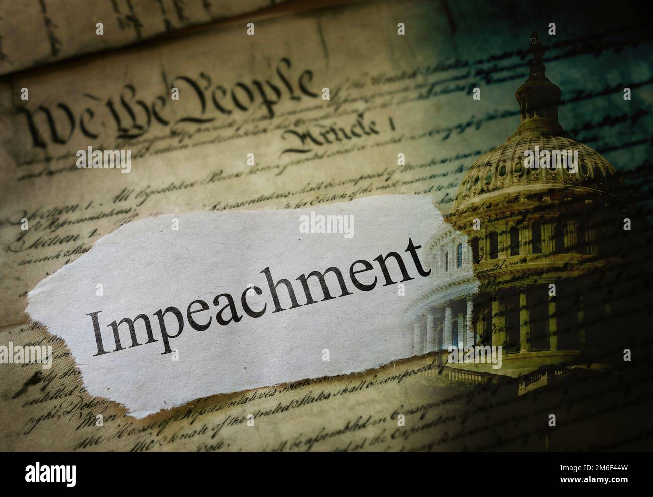 Impeachment Constitution and US Capitol Stock Photo