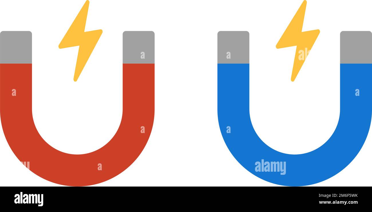 Red and blue icons set. and electricity. Editable